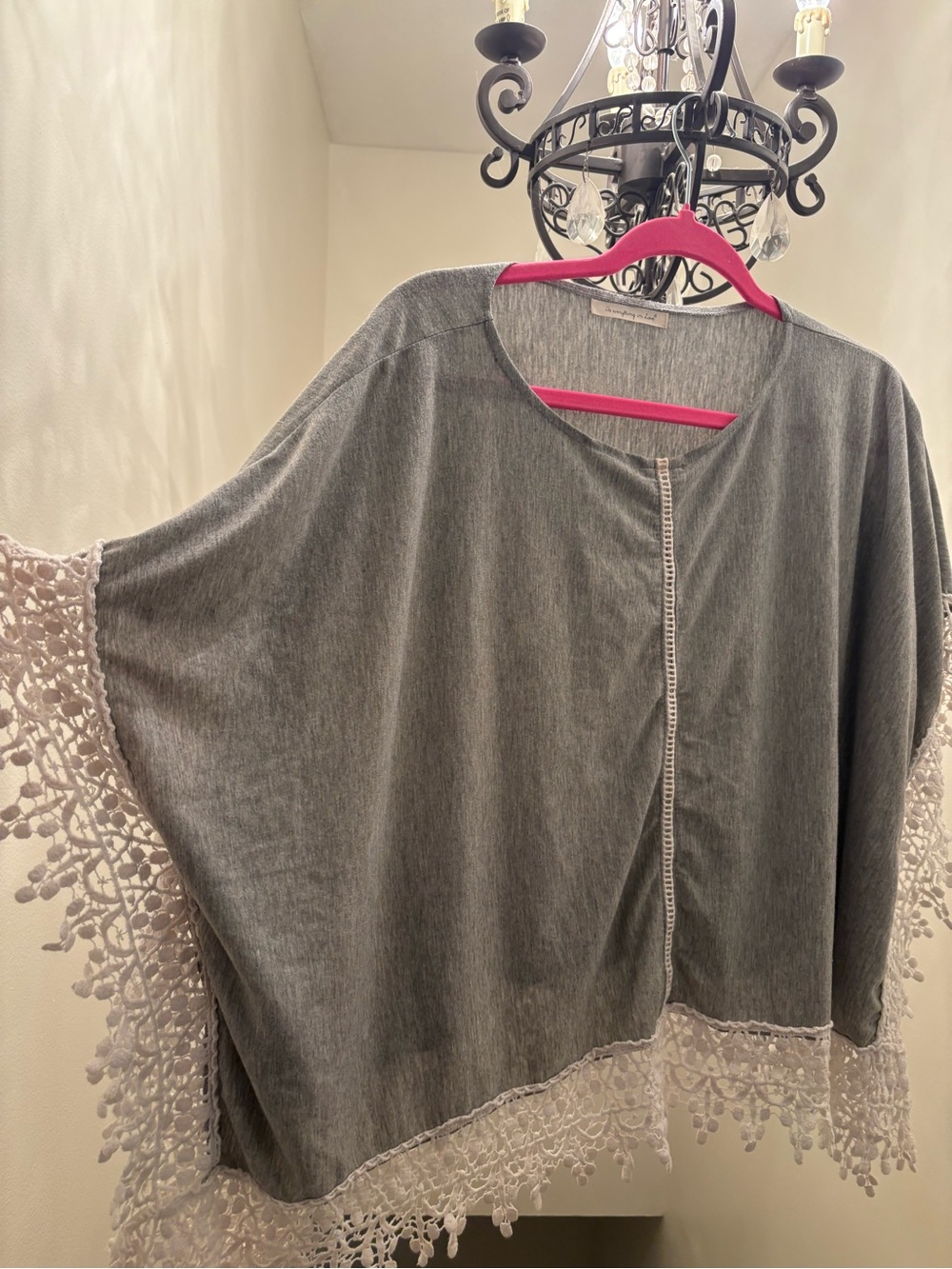 Do everything in Love Gray Knit Tunic with Crochet Trim